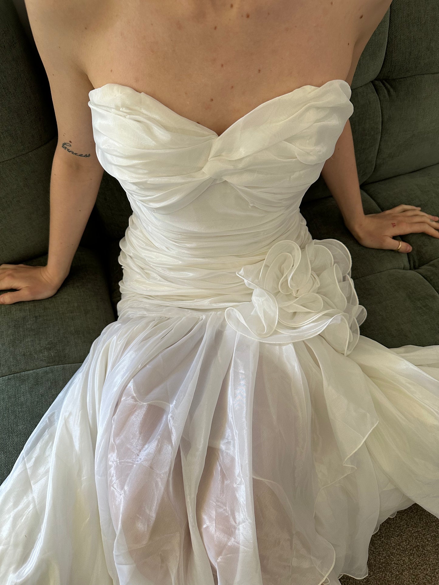 Vintage Pearl Ruffle Midi