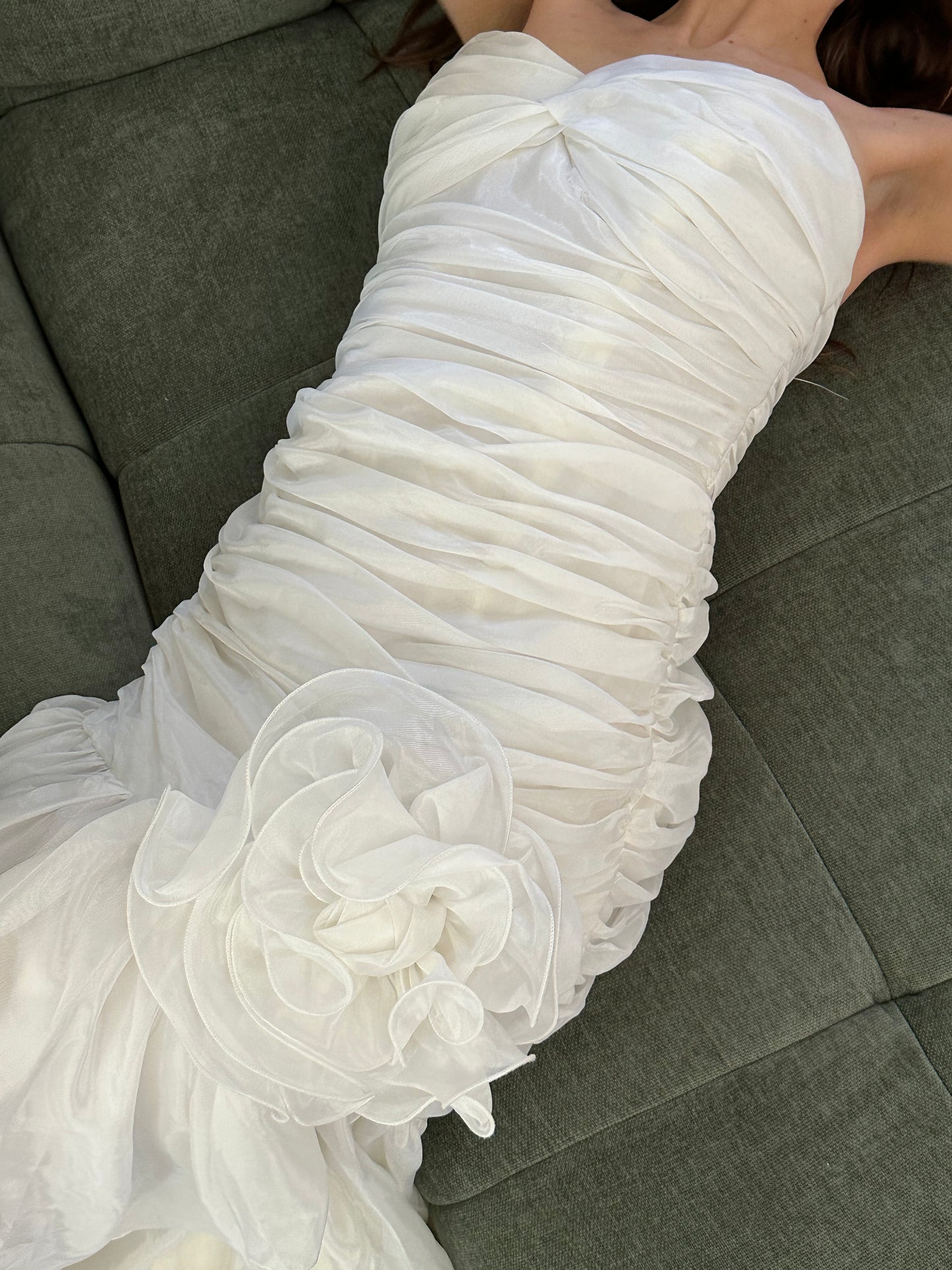 Vintage Pearl Ruffle Midi