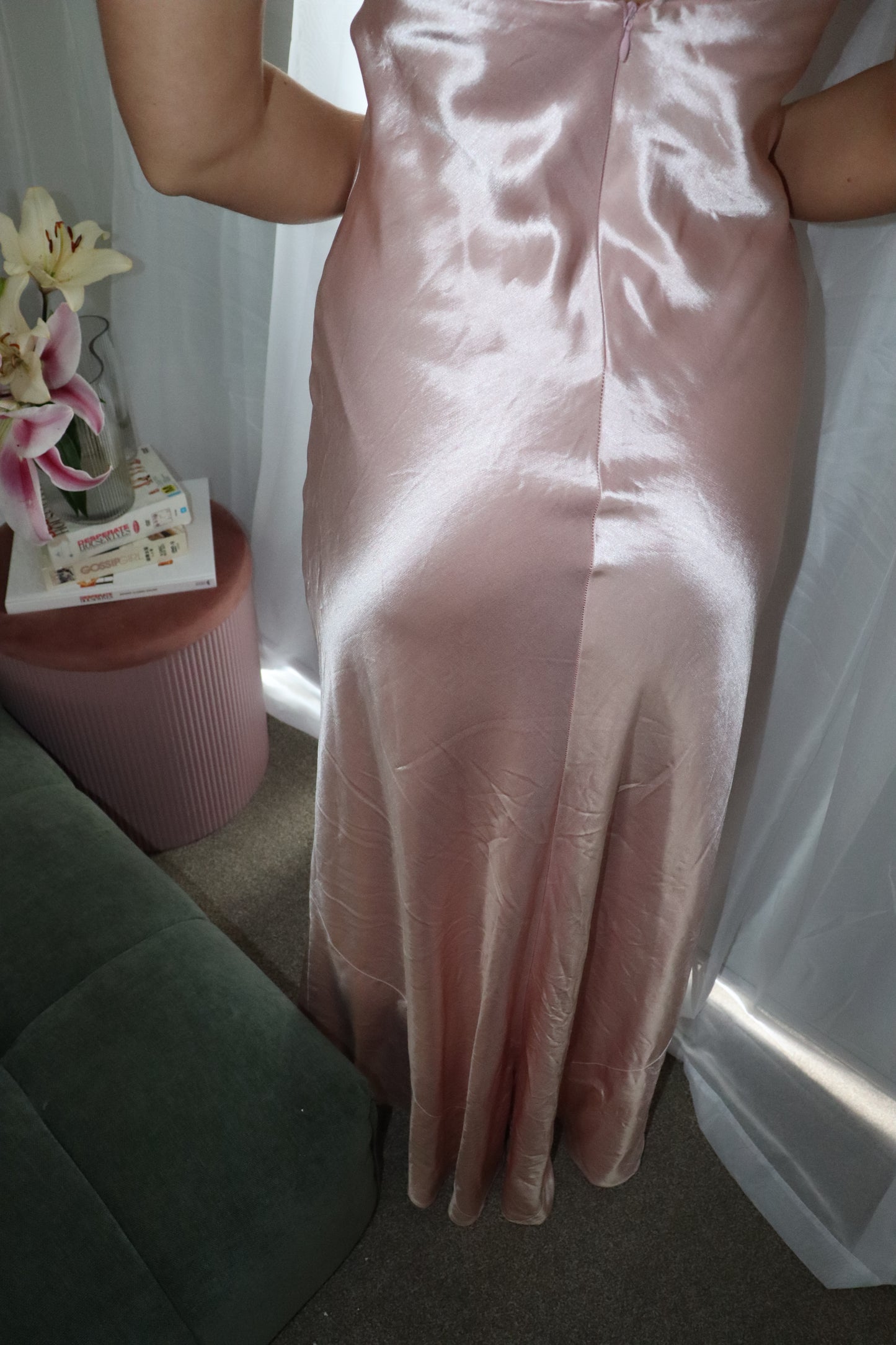 Vintage pink beaded gown