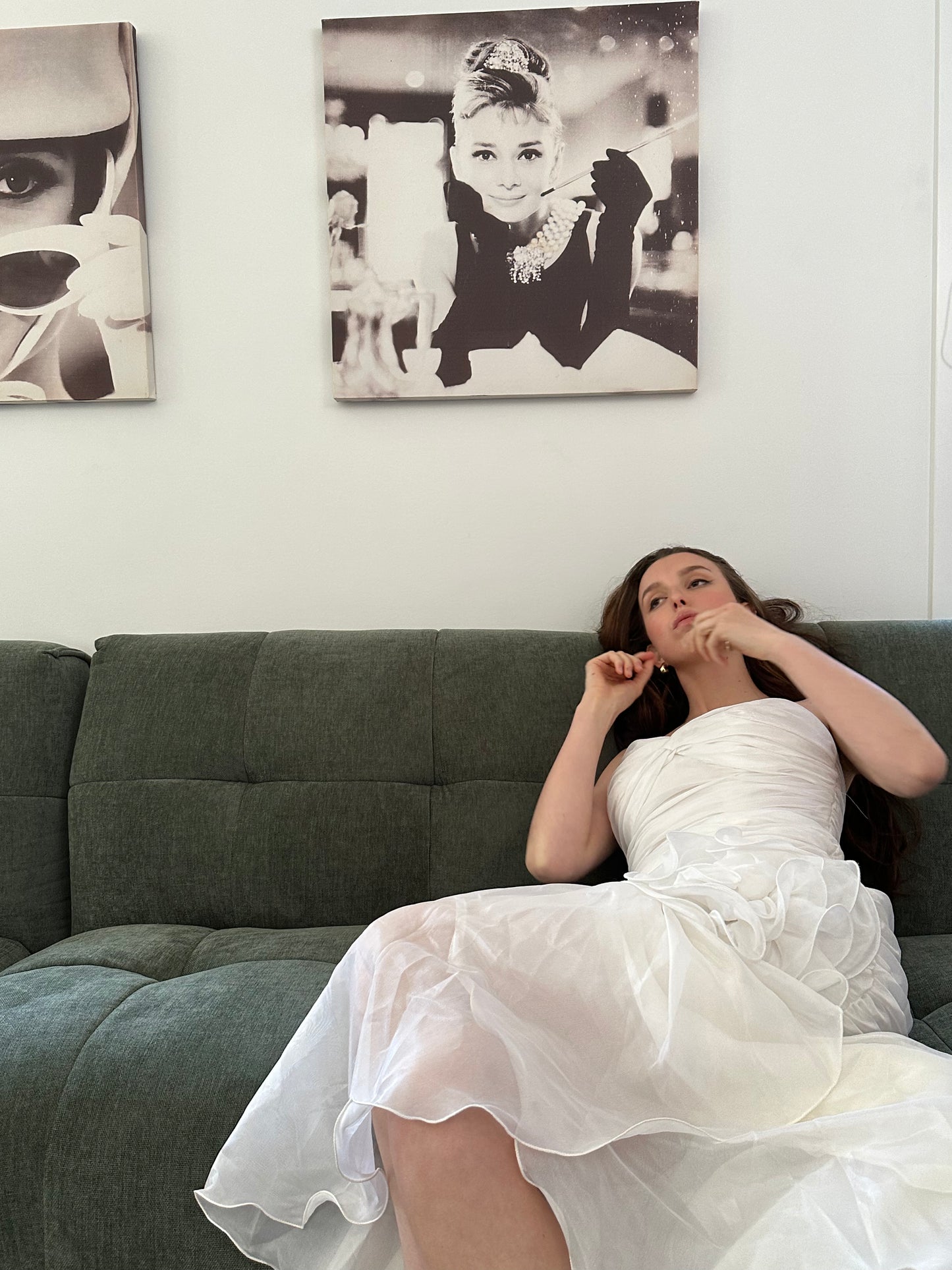 Vintage Pearl Ruffle Midi