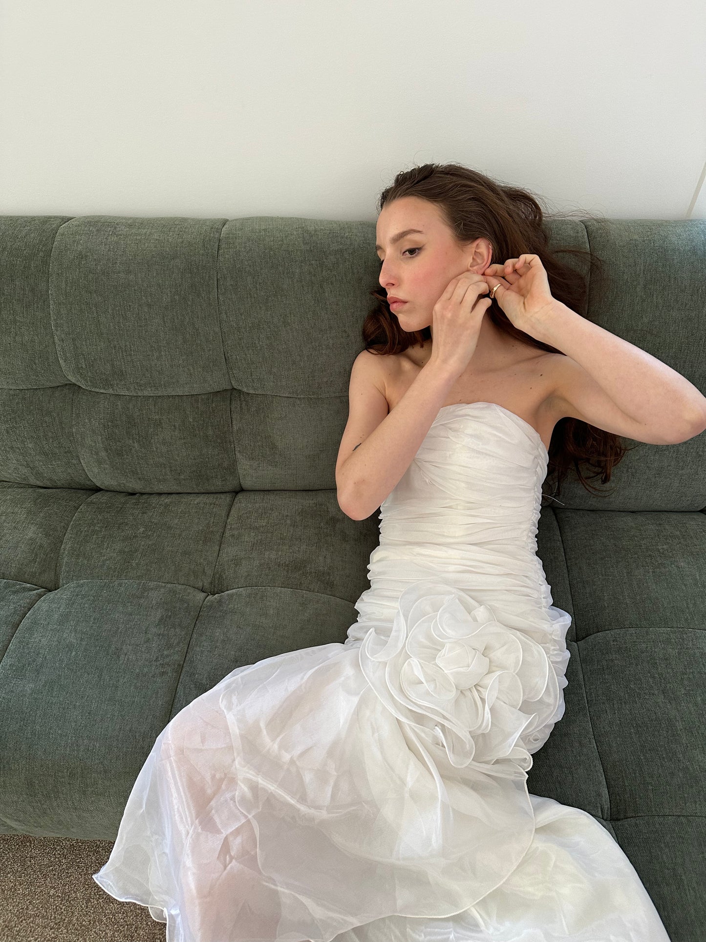 Vintage Pearl Ruffle Midi