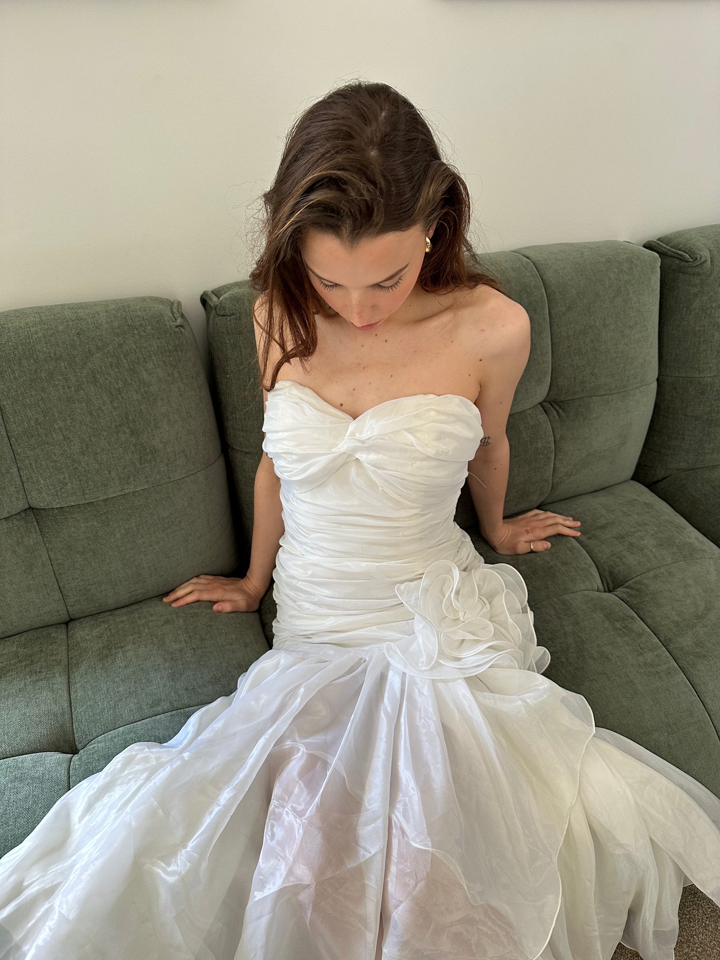 Vintage Pearl Ruffle Midi