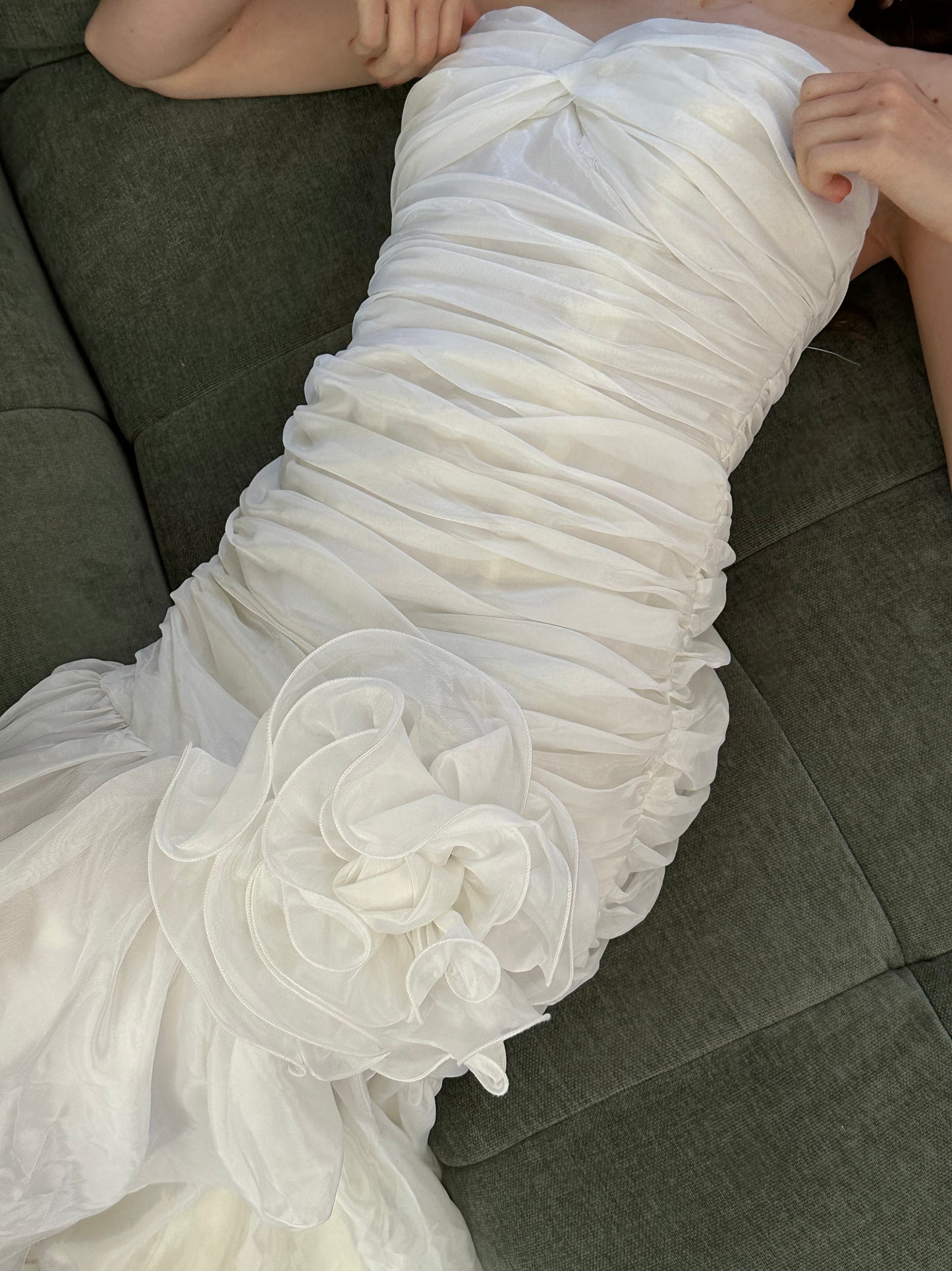 Vintage Pearl Ruffle Midi