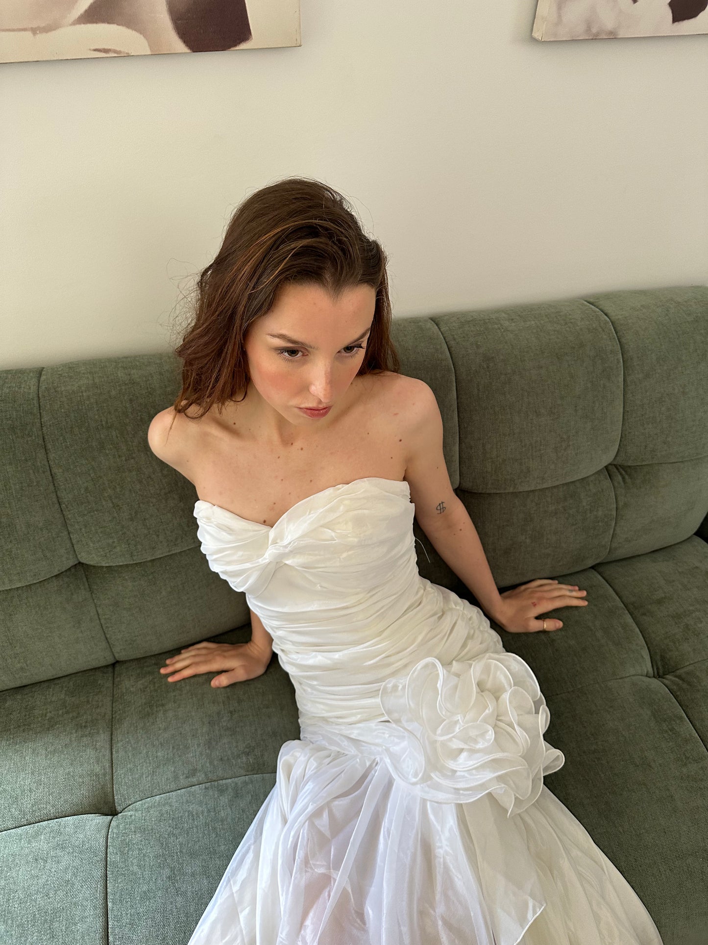 Vintage Pearl Ruffle Midi