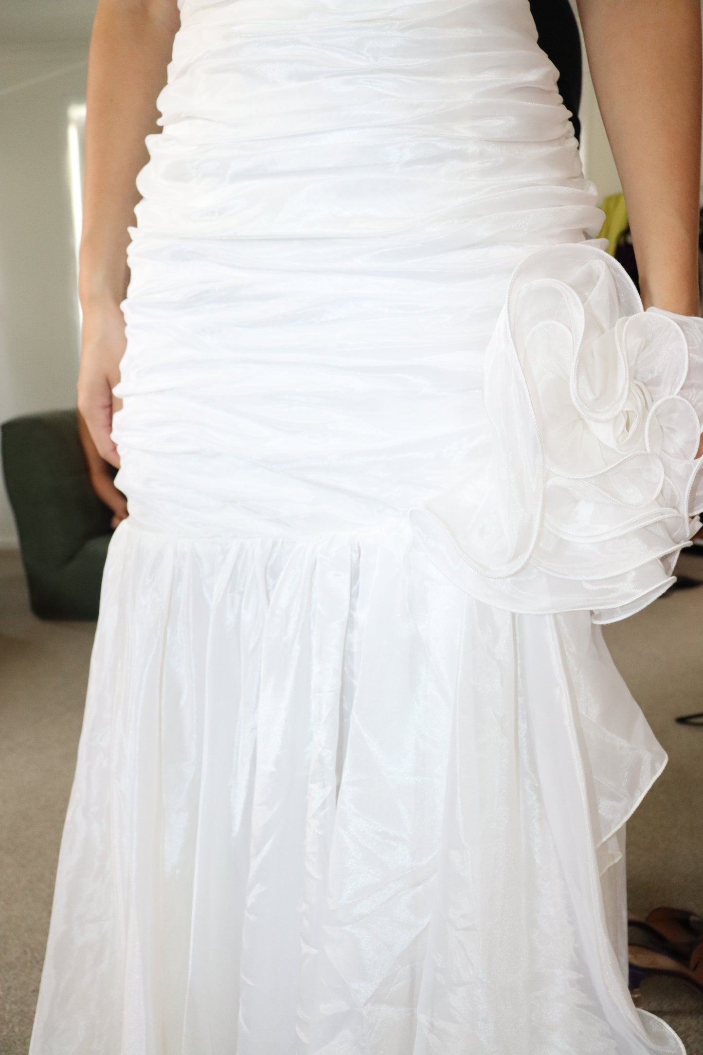Vintage Pearl Ruffle Midi