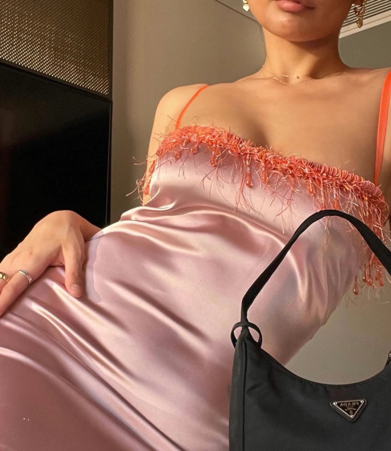 Danielle Guizio - Satin Beaded Mini