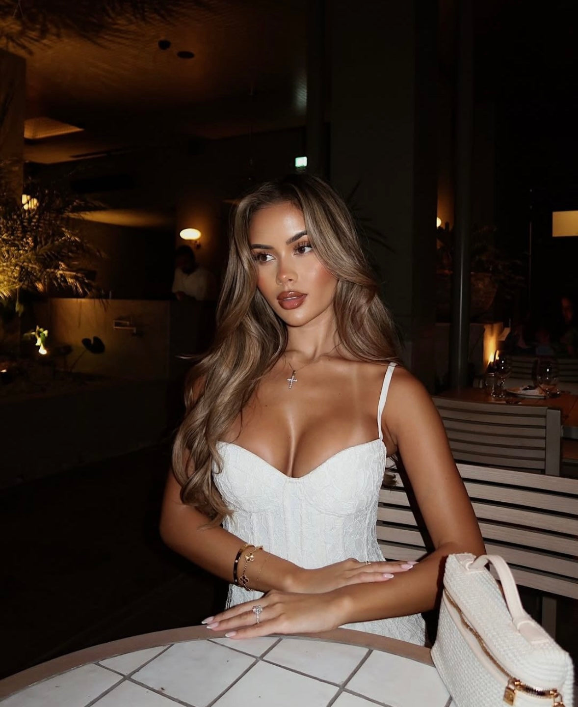 Daniella lace corset pleated maxi dress | cream